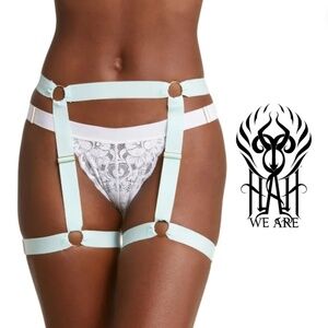 We Are Hah NWT Free People Strung Out Strappy Garter Belt - Brite Baby Blue - OS